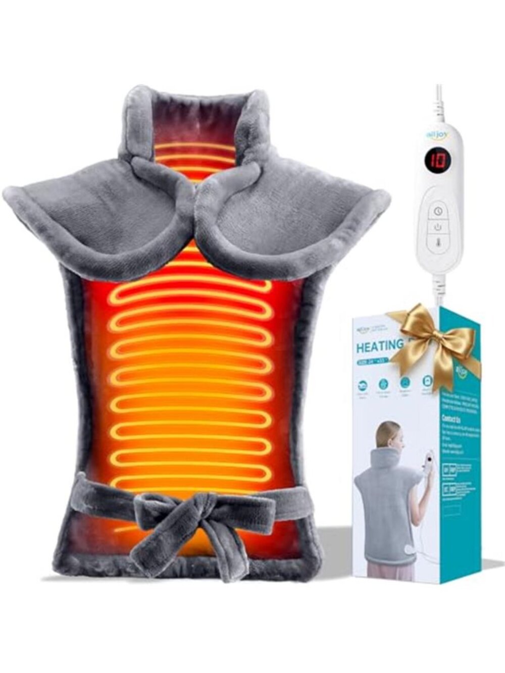 XL Electric Heating Pad Neck Shoulder Back Wrap 10 Heat Settings Auto Shut Off